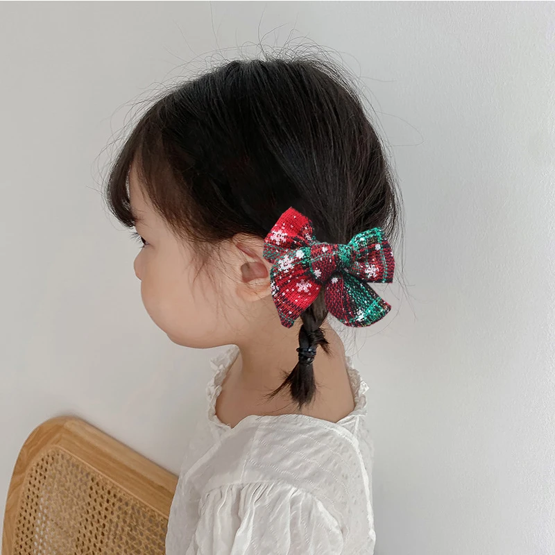 

Lovely Check Bow Hair Tie Fashionable Cute Headdress Children's Fine Hair Accessories Elegant Delicate Christmas Style Hair Rope