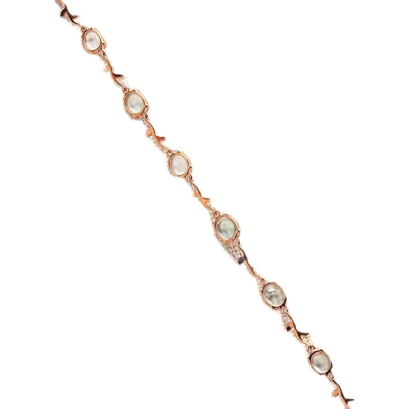 

European and American Ice-like Chalcedony Bracelet Women's Bracelet Ice-like White Ice Egg Noodles S925 Pure Silver Embeded Jade