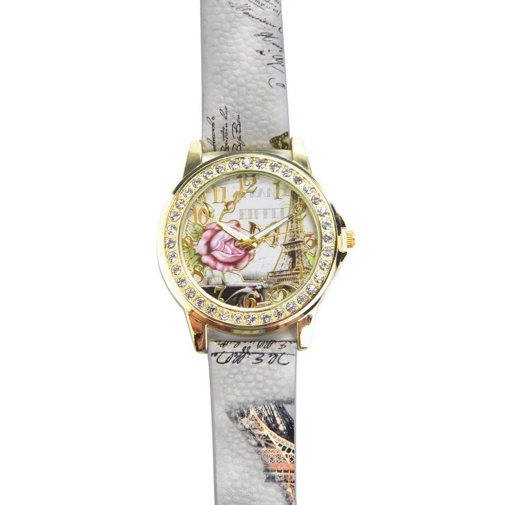 

Women Watch Rose Pattern Leather Band Analog Quartz Vogue Wrist Watches Gy Watches Women Fashion Watch 2020 Designer Luxury