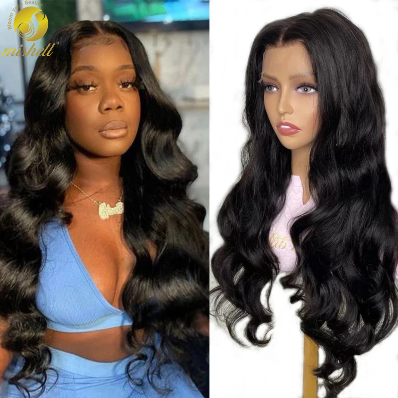 Mishell 13x4 Human Hair Wigs Brazilian Body Wave Lace Frontal Wig PrePlucked 150 Density With Baby Hair