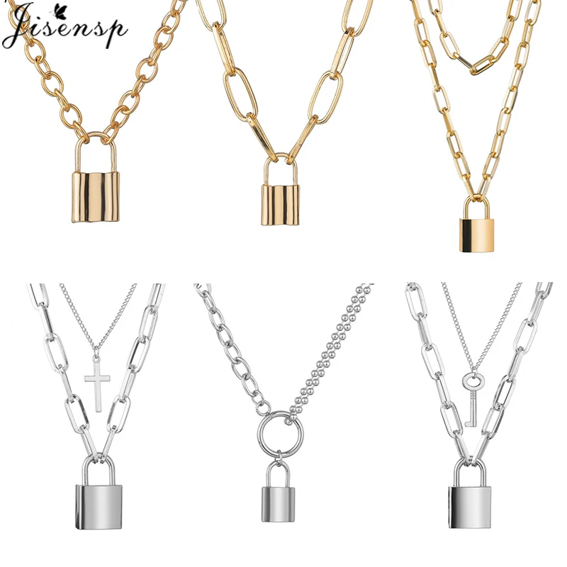 Многослойное ожерелье чокер в стиле стимпанк с замком для влюбленных Готическая