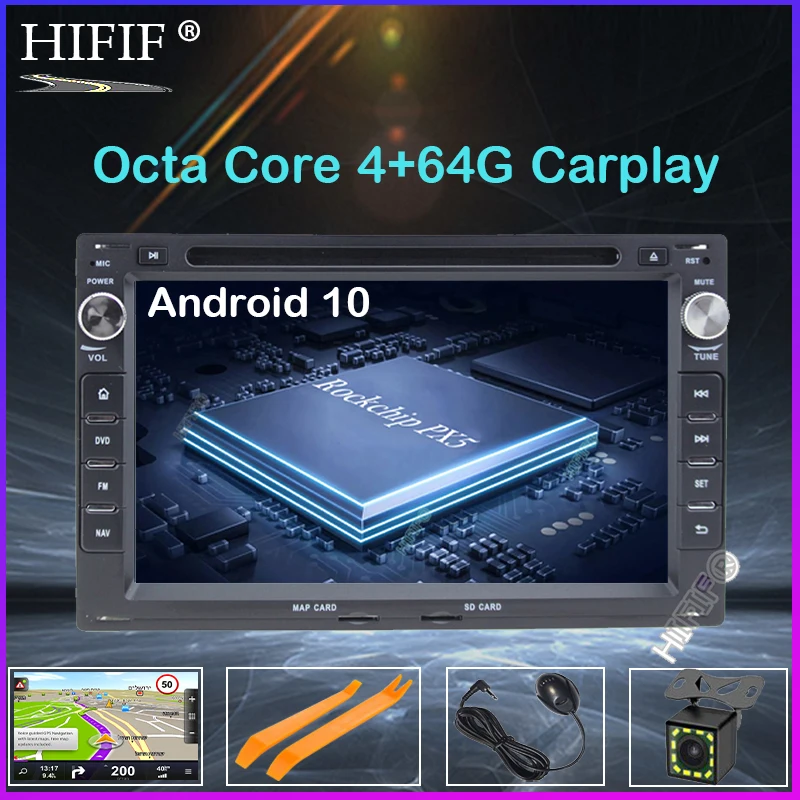 Автомобильный мультимедийный плеер Android 10 2 Din стерео система для
