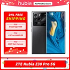 ZTE Nubia Z30 Pro DHL 5G мобильный телефон ''AMOLED 6,67 Гц, гибкий изогнутый экран, Snapdragon 144 восемь ядер, 888 Вт, SuperCharge, 120 бесплатно