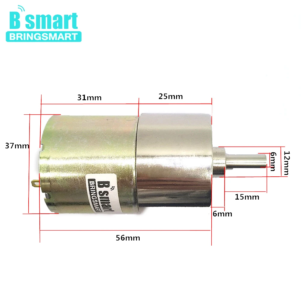Bringsmart 37GB520 DC 12 электромотор 24V мотор-редуктор Мини DC редукторный мотор с высоким крутящим моментом регулирования обратной скорости