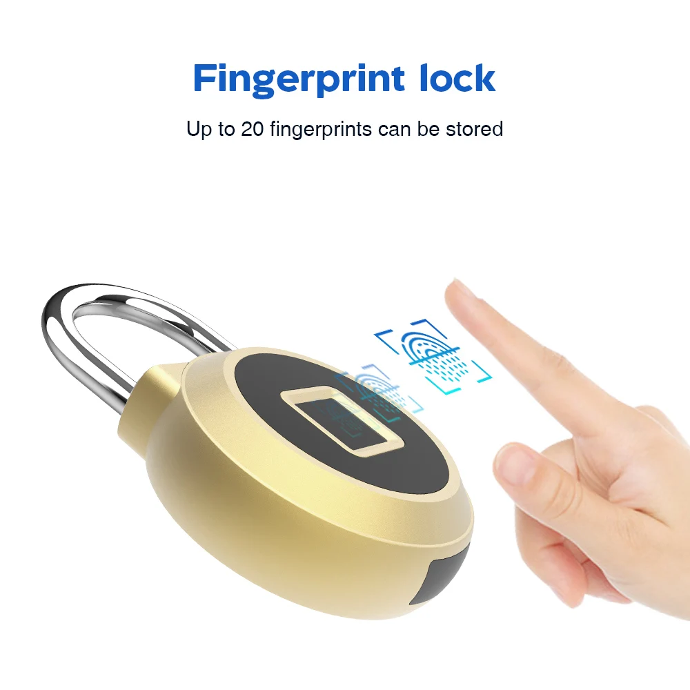 

Lock Keyless waterproof Smart USB Rechargeable Door Lock Quick Unlock Padlock Gold silver Bluetooth/Fingerprint optional