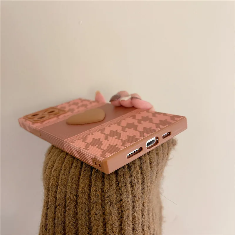 3D квадратный чехол для телефона с сердечками iphone 13 12 Pro MAX 11Pro XS XR X 7 8 Plus мягкая
