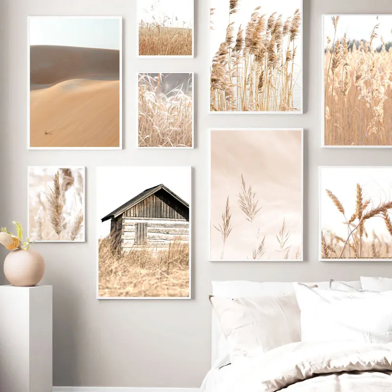 

Grass Flower Plant Poster Autumn Pastoral Landscape Picture Wall Art Canvas Painting Nordic Nature Print for Dormitory Design