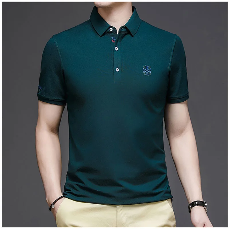 

2021 New summer Stand-up collar solid color short sleeves polo shirt men's business fashion casual self-cultivation breathable