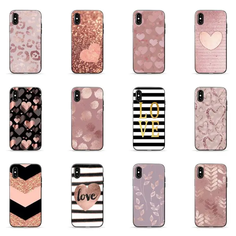 

Gold Rose Love heart Phone Case for iPhone 7 8 11 12 Pro X XS Max XR Samsung A S 10 20 30 50 70 Plus pro funda Cover Shell