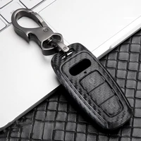abs carbon fiber car key case cover for audi c8 a7 s7 4k a3 a8 a4 b9 a6 d5 s8 q7 q8 sq8 e tron 2018 2019 2020 2021 accessories