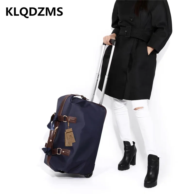 KLQDZMS Woman's  Casual Travel Suitcase On Wheels Men's Business Portable Wheeled Trolleys Young People'S Spinner Rolling Luggag