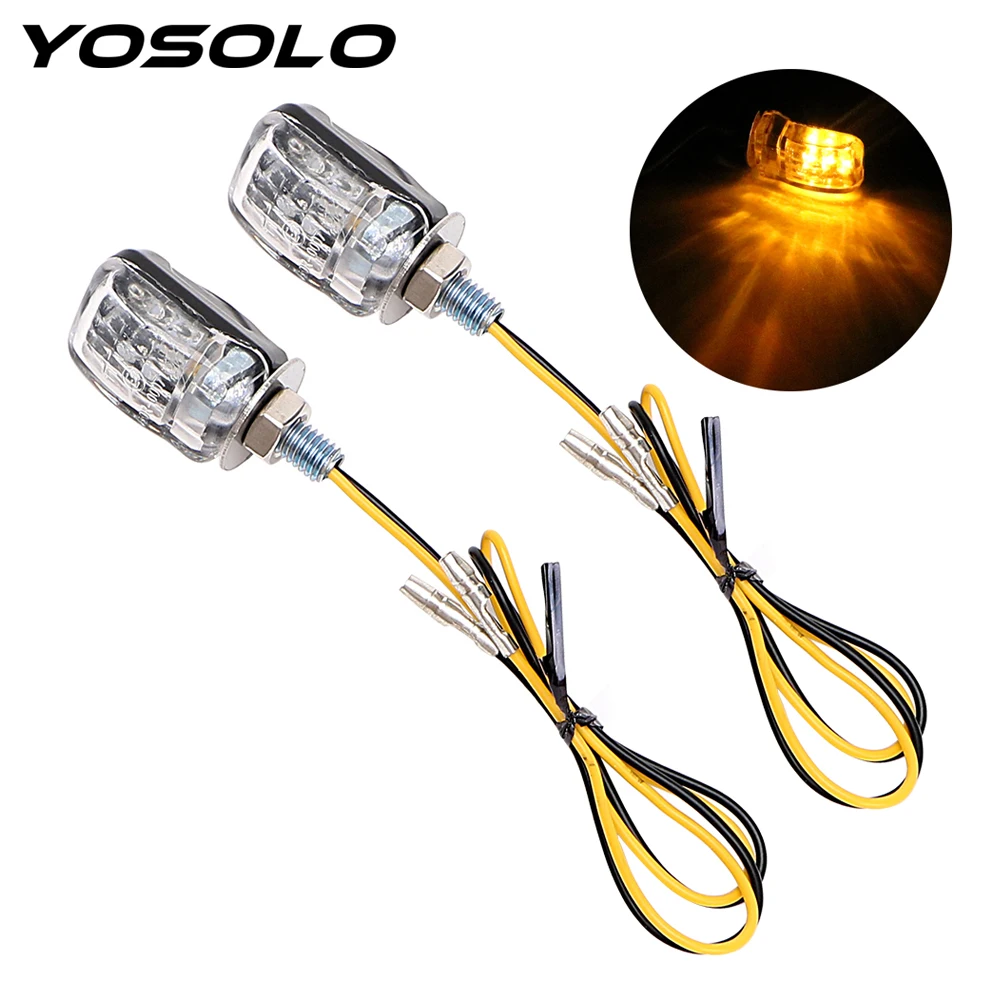 YOSOLO 1 пара 6 светодиодов 12V Янтарная Мини указатель поворота светильник Мотоцикл