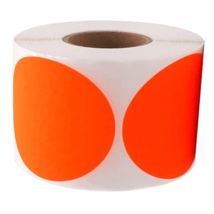 1,5 дюймовые флуоресцентные красные оранжевые круглые наклейки, наклейки, 500 круглых наклеек