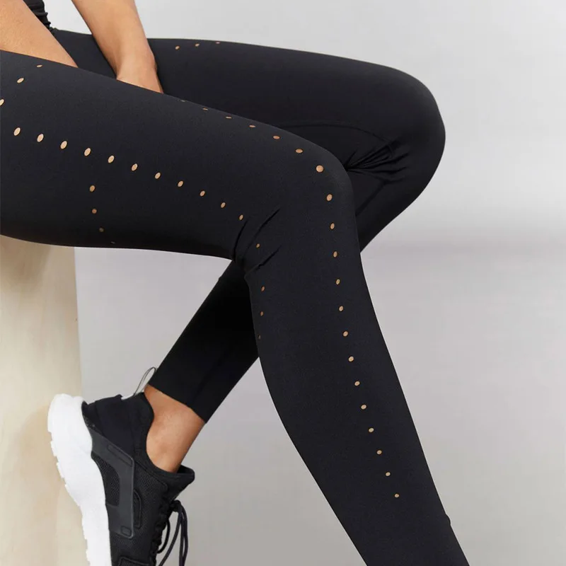 

NORMOV Sexy Women Slim Push Up Black Leggings High Waist Skinny Patchwork Fitness Breathable Elastic Workout Gothic Leggings