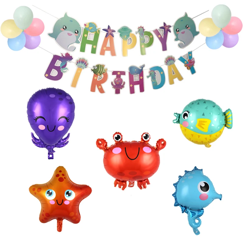 17 шт./лот День Рождения вечерние Рыба Клоун воздушный шарик из фольги в форме