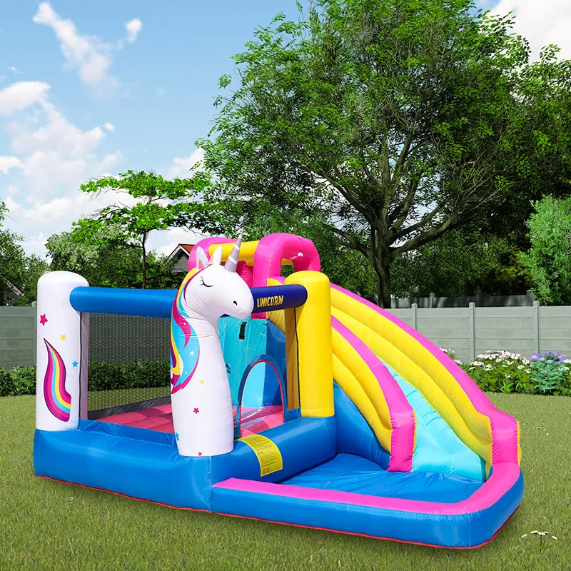 

Unicorn Theme Inflatable Bounce House Bouncer Castle Water Slide With Blower Giant Outdoor Inflatable Toys for Kids