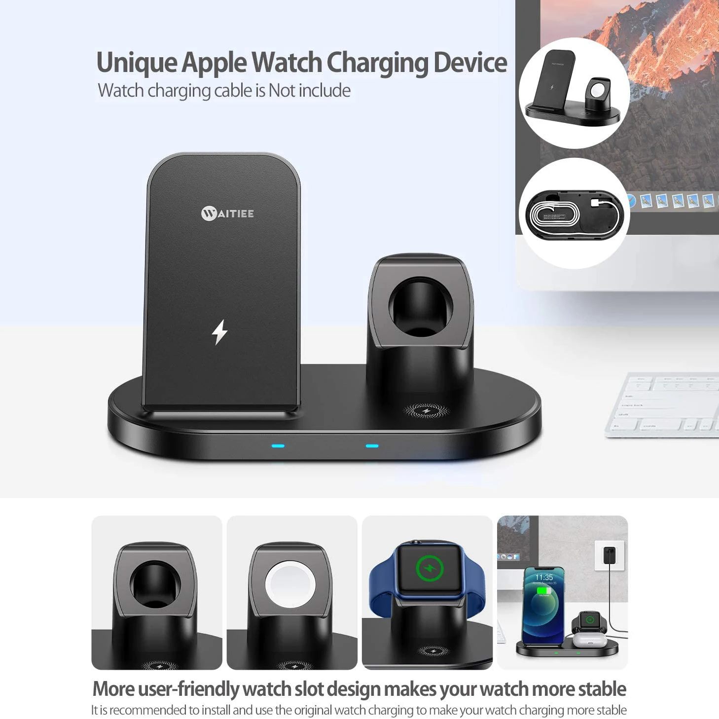labobbon qi 15w fast charging dock wireless charger 3 in 1 stand for iphone 1211xsxrx88 apple iwatch 6543 airpods pro free global shipping