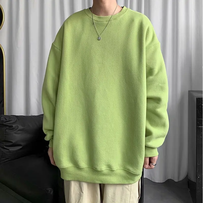 

Autumn And Winter Trend Round Collar Hoodie, Pure Color Spring And Autumn Couples Style Plus Velvet Leisure Hip-Hop