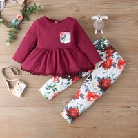toddler girl clothes 2pcs set tassel solid long sleeve topsflower print trousers fashion cute fall baby girl clothes sets 1 6y