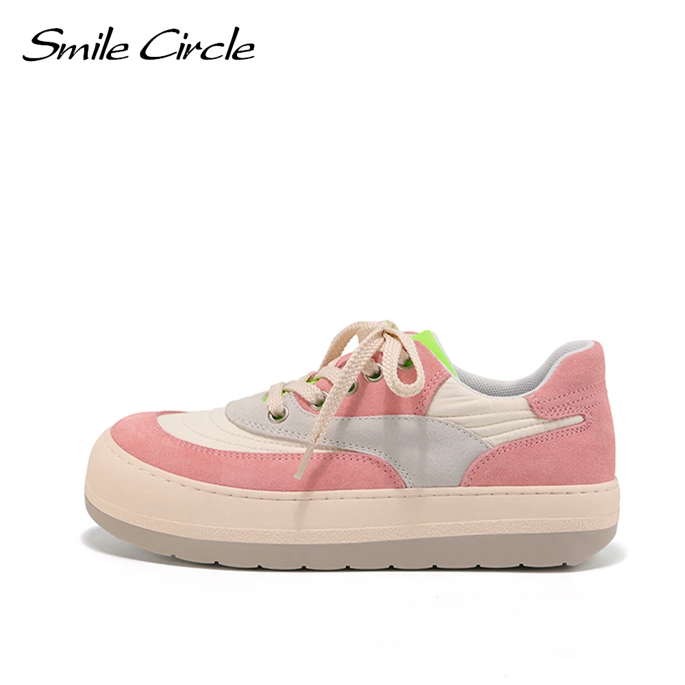 

Кроссовки Smile Circle; Женская обувь на плоской платформе; Сезон весна; Модные Повседневные Удобные женские кроссовки с круглым носком для студе...