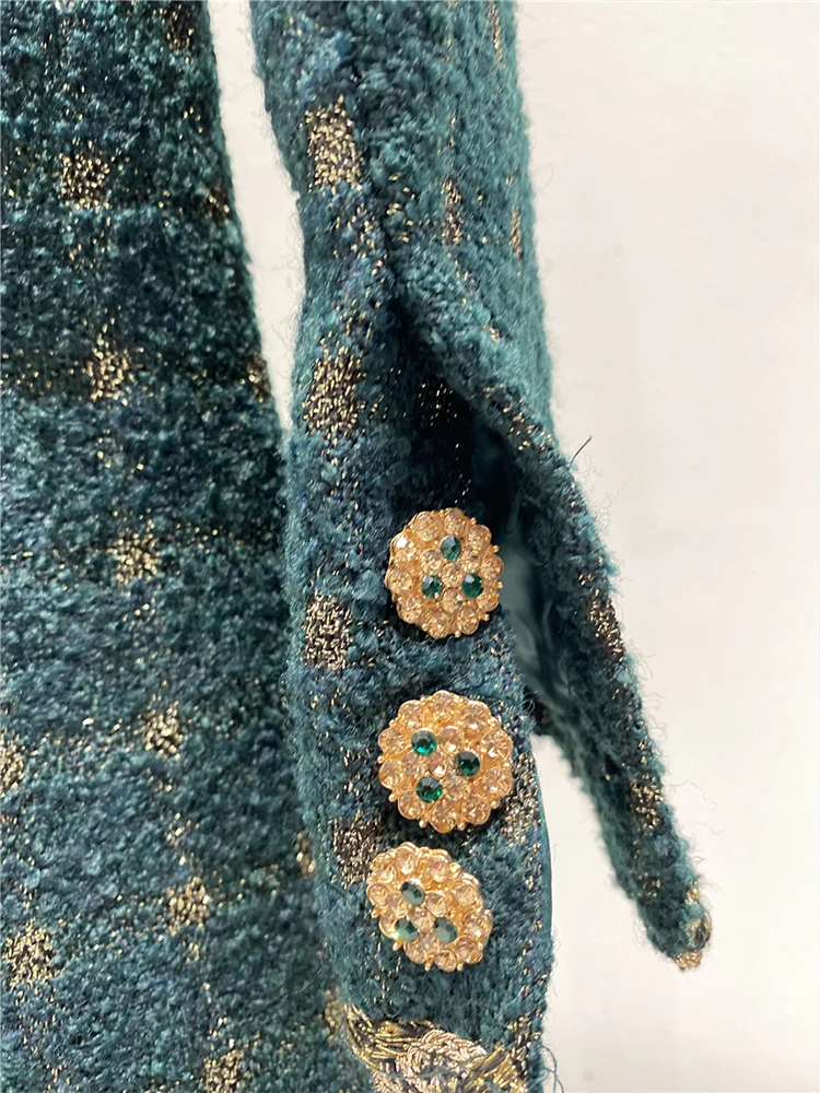 

Free shipping Contrasting color V-neck single-breasted retro checkered tweed loose coat Ladies autumn new fashion all-match top