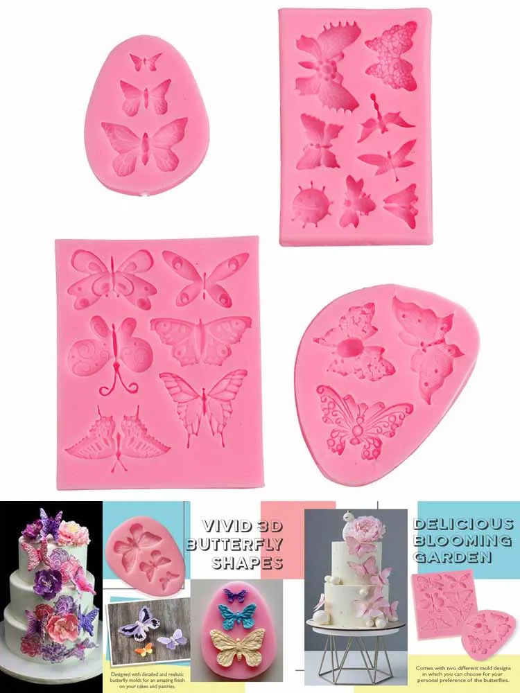 

New Butterfly Fondant Silicone Mold 3D Butterfly Shapes Cake Decorating Molds Sugar Craft Chocolate Cutter Bakeware Accessories