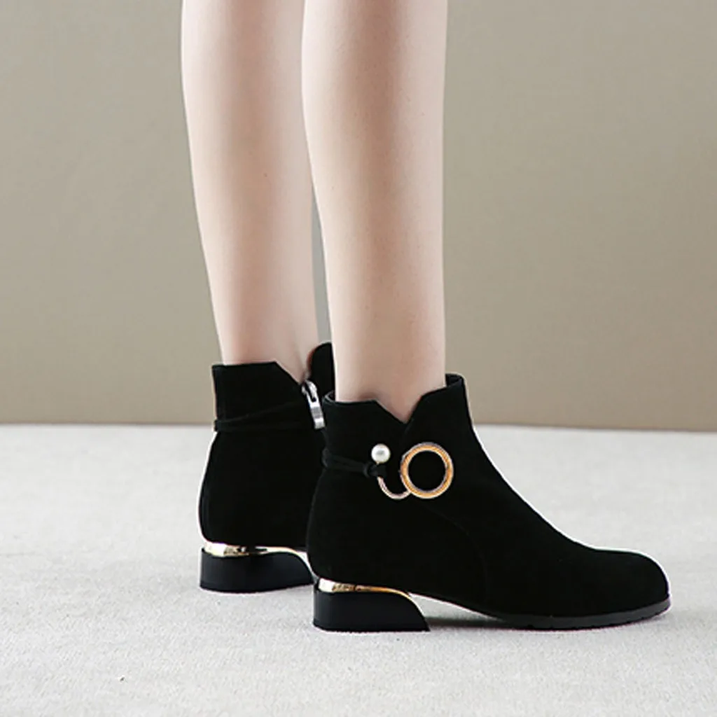 MUQGEW Для женщин ботинки обувь с острым носом и молнией женские Обувь из