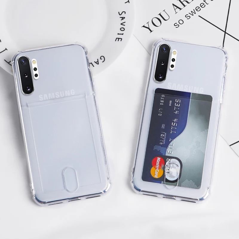 

Fashion Credit Card Holder Transparent Case for Samsung Galaxy S8 S9 plus S10 Note9 10 A10 A20 A40 A50 A70 S23 S22 S21 TPU Cover