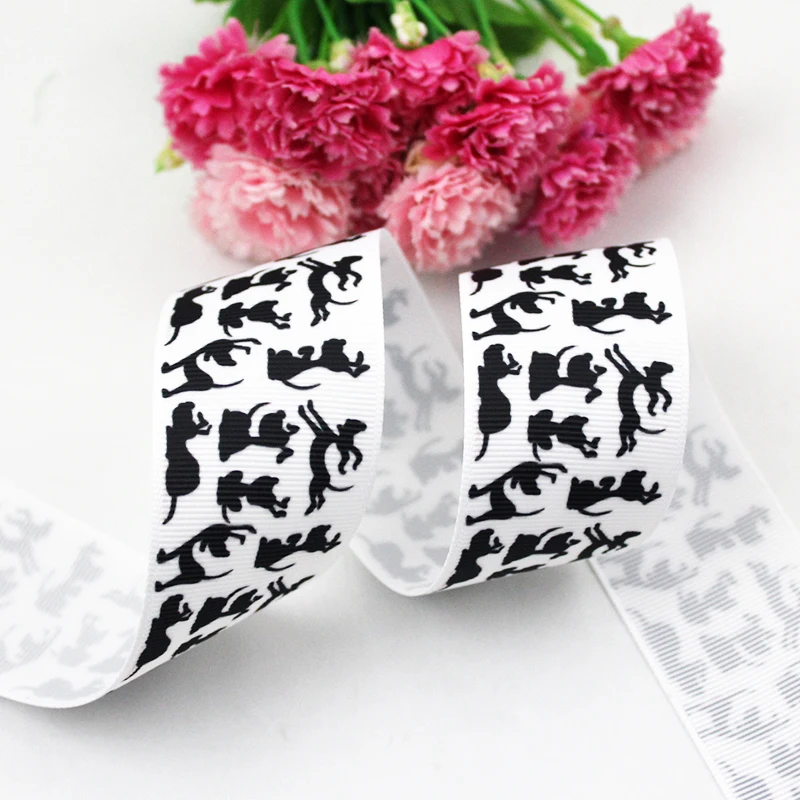 

Cartoon Greyhound/dog printed grosgrain ribbon 9-75mm DIY handmade materials christmas wedding gift wrap tape ribbons