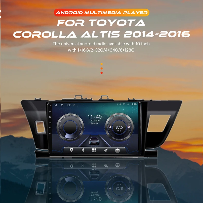 AKAMATE 2din 10inch Car Radio Touch Screen Android Multimedia Player GPS WIFI RDS FM For TOYOTA Corolla Altis 2014-2016 | Автомобили и