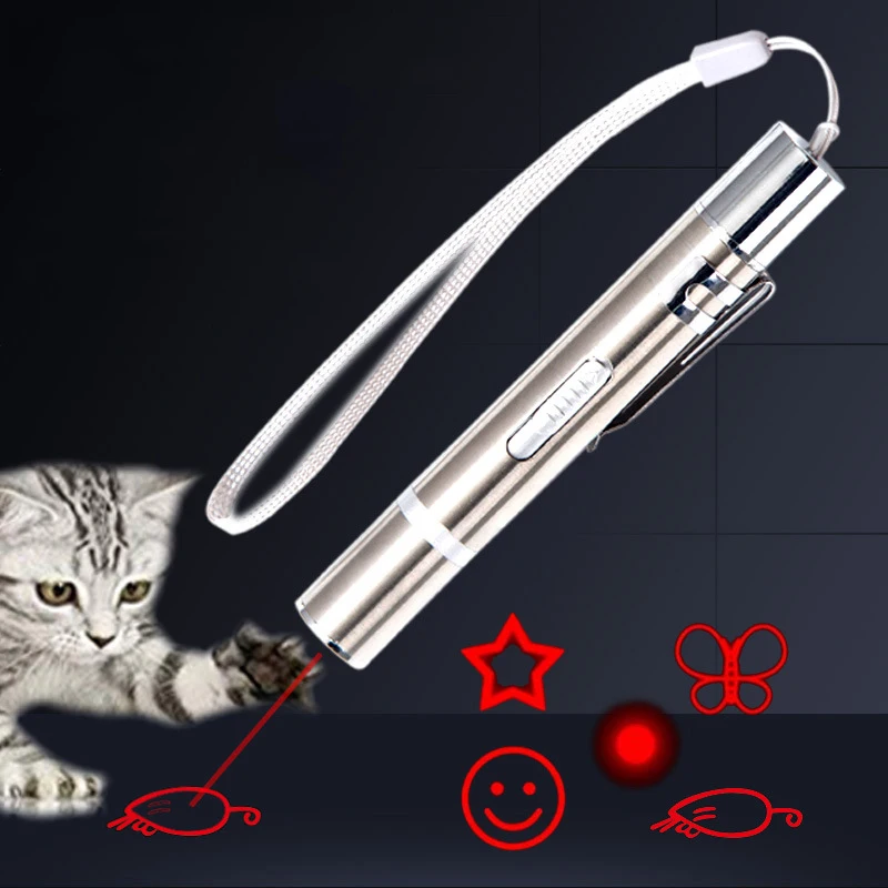 

Pet Toy USB Rechargeable 3 In 1 Funny Cat Chaser Stick Mini Flashlight Red LED Laser Pointer Funny Cat Pen Pet Supplies