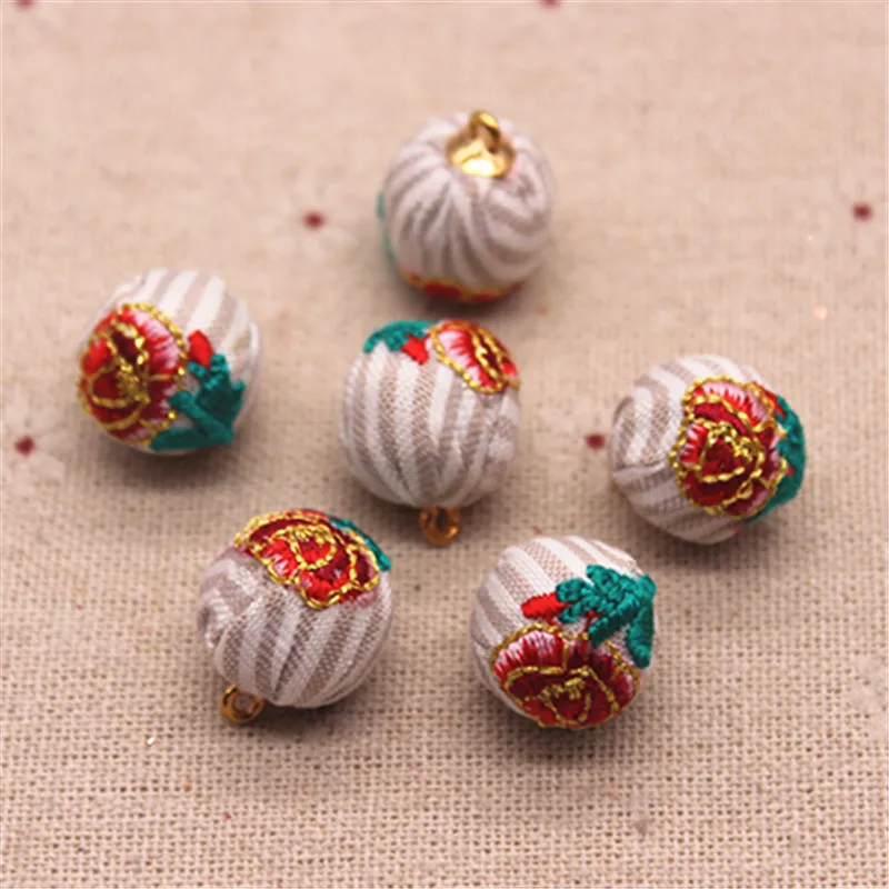 10pcs15mm цветки разных цветов вышитые полосы покрытая тканью круглая круглые бусины