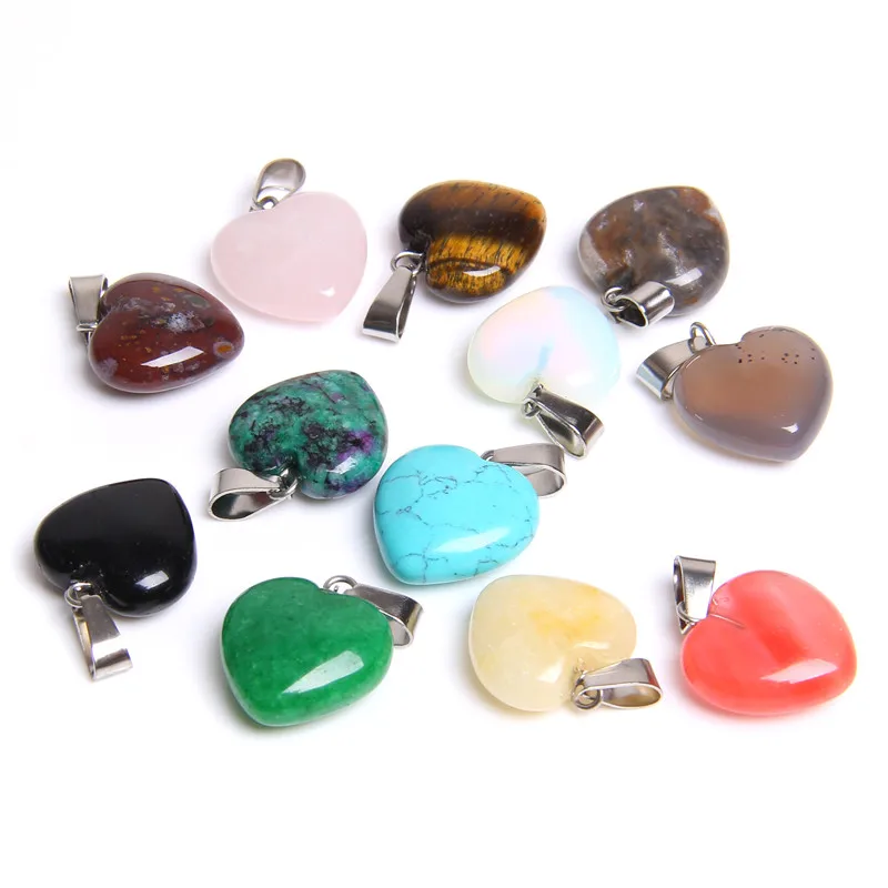 

1pc Natural pink quartz stone pendant love heart stone pendants charm for jewelry making handmade necklace charm Free Shipping