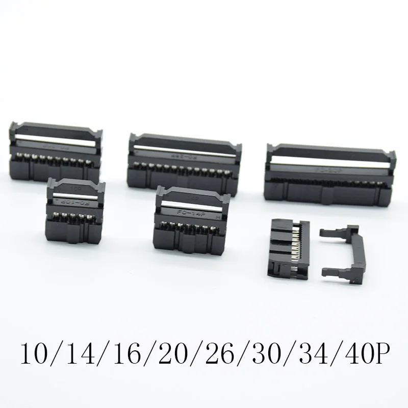10 наборов FC 10P 20P/26P/30P/34P/40P IDC гнездо 2x5 контактов двухрядный шаг 2 54 мм коннектор