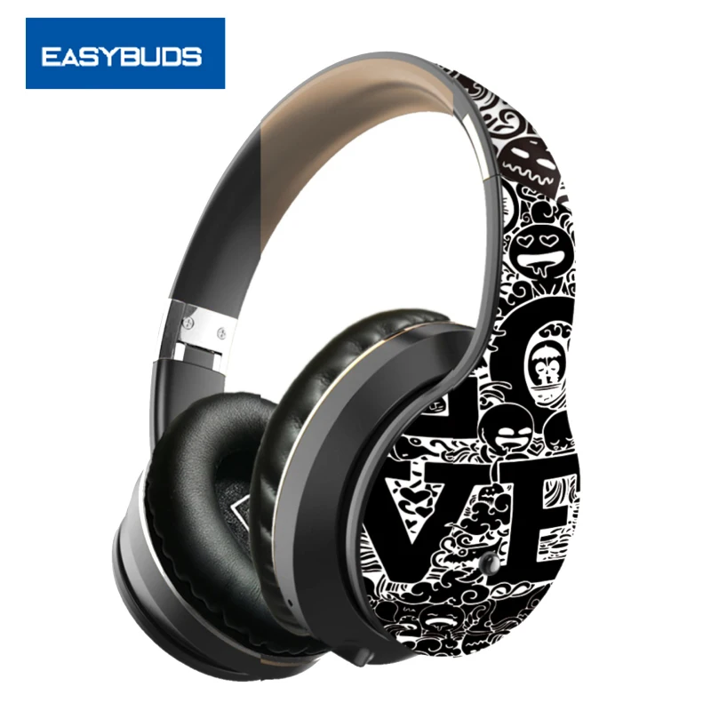 

EARYBUDS Wireless Headset BT 5.0 Graffiti Headphone Foldable Bass Stereo Gaming Earphone Support Mic/TF/ Radio For Gamers