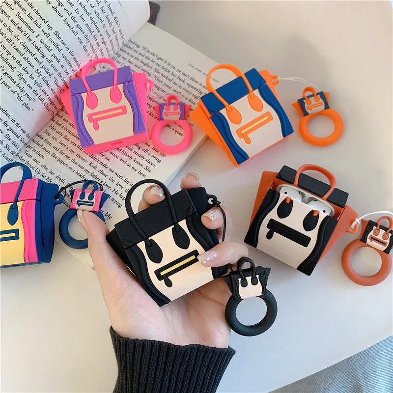 

For AirPod 1 2 Case Cute Cartoon Handbag Bag Girl Soft Silicone Wireless Earphone Cases For Apple Airpods 2 Cover Funda