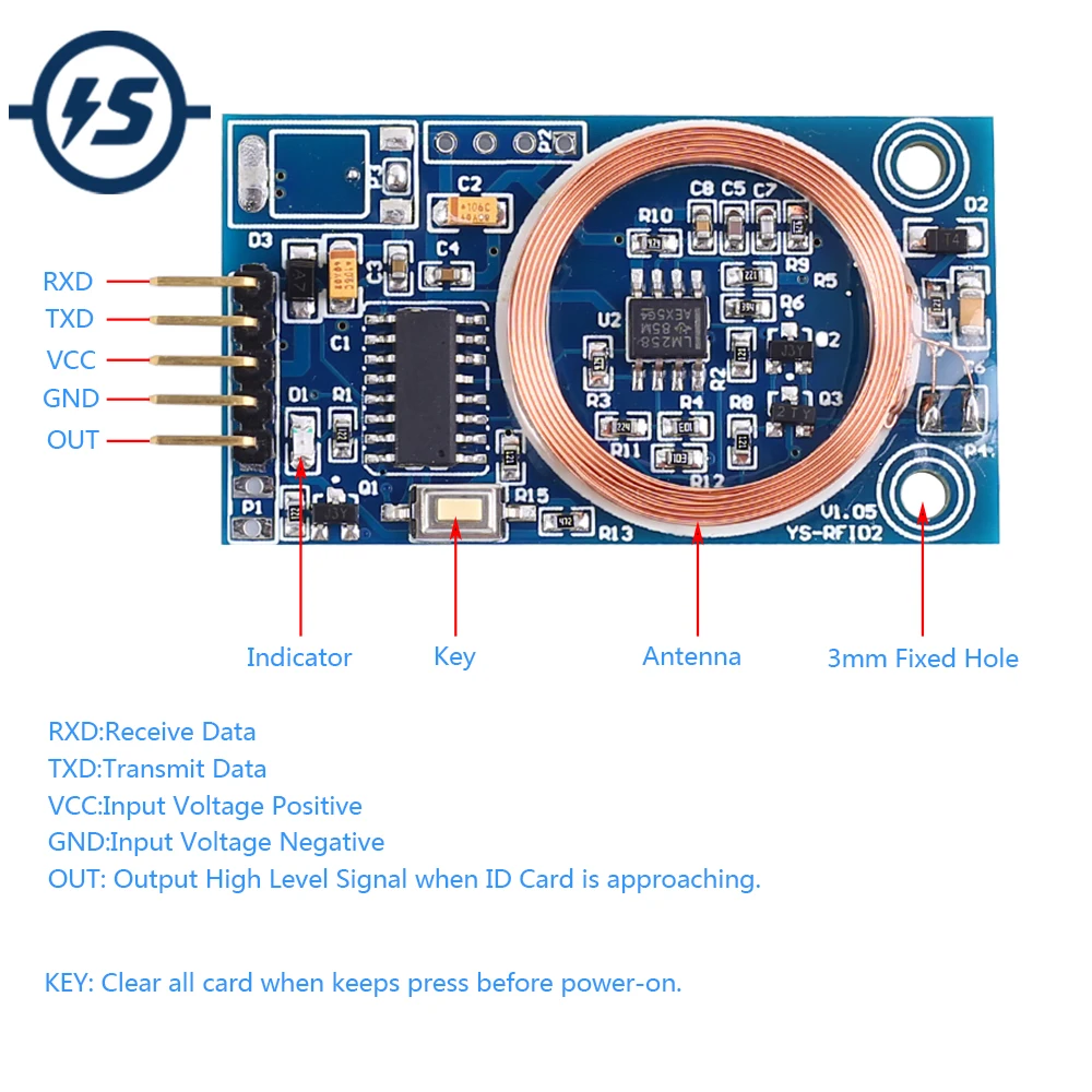 Декодер id карт модуль считывателя RFID 125 кГц TK4100 выходная плата UART для контроля