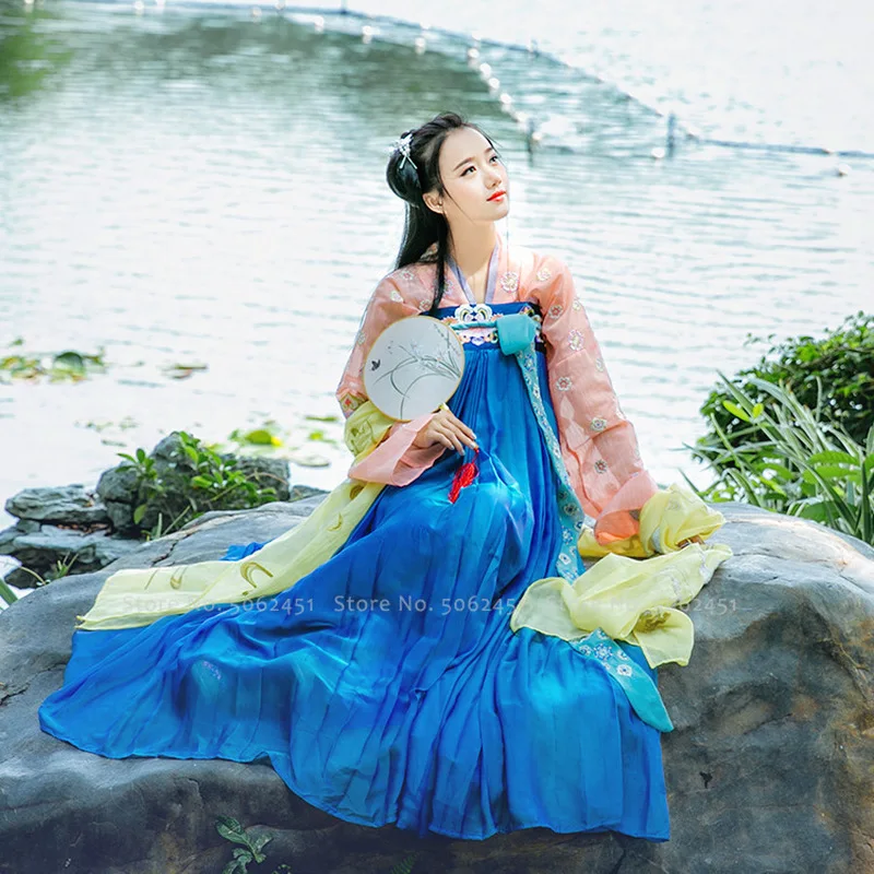 Chinese Traditional Hanfu Ancient Tang Dynasty Suit Women Princess Fairy Cosplay Costumes Tea Party Dress Robes Festival Outfits |