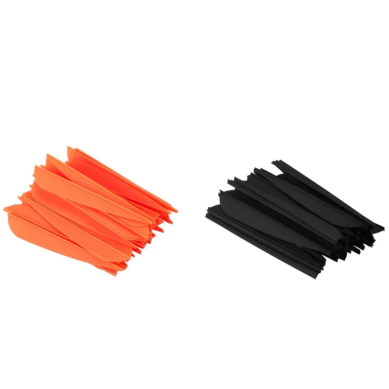

100 шт. стрелы лопасти 4-дюймовые пластиковые перо Fletching для DIY стрельбы из лука стрелы (черные и оранжевые)