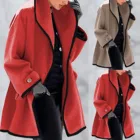 Женская куртка в стиле ретро, однотонный длинный кардиган, куртки, осенняя верхняя одежда с длинным рукавом, зимнее пальто из смешанной шерсти с капюшоном, куртки, 2021