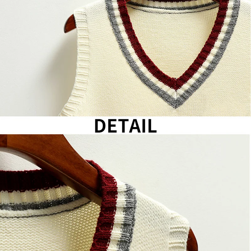

Sweater Vest Women Preppy Feminino Sleeveless Clothes All-match Stylish Patchwork BF Basic Students Ins Daily Spring 2021 Simple
