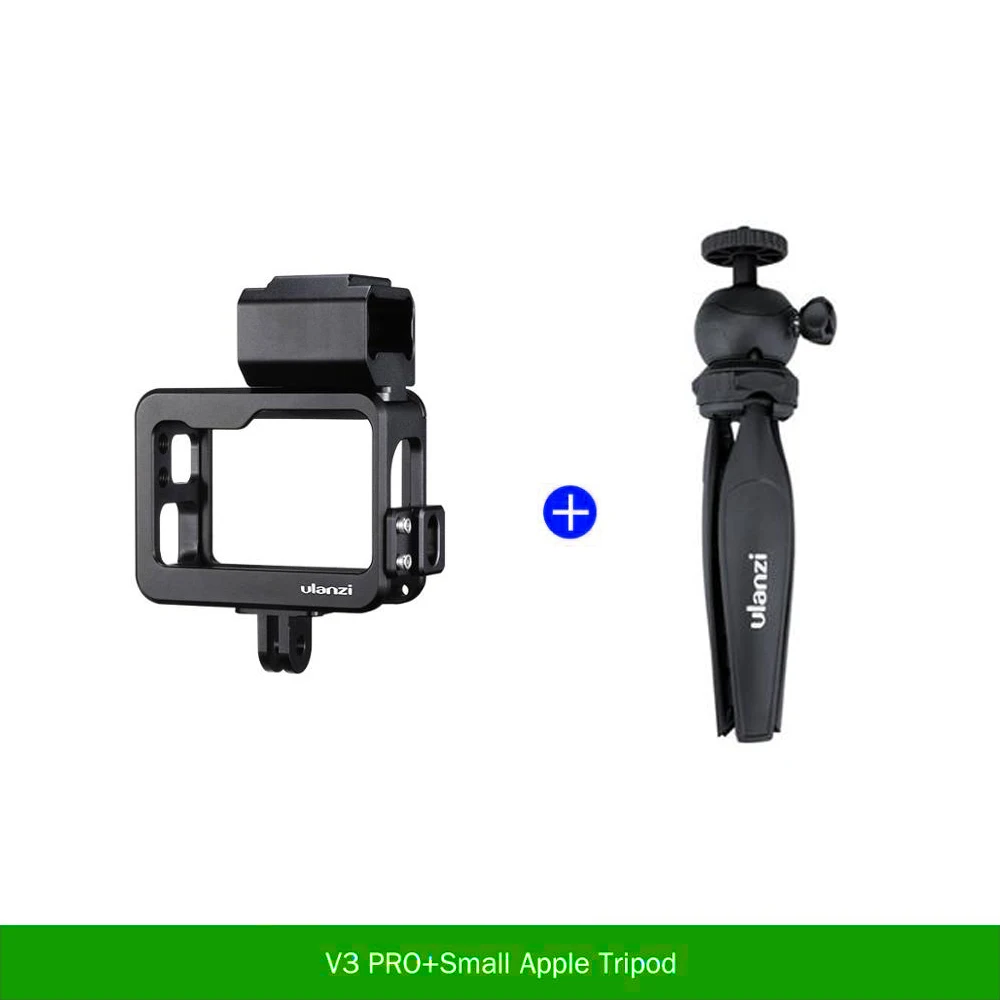 Go Pro металлическая клетка для микрофона светодиодный фонарь для фотосъемки Vlog чехол для холодной обуви крепление для Gopro Hero 7 6 5 рамка с батарейным отсеком - Цвет: Cage Black Tripod