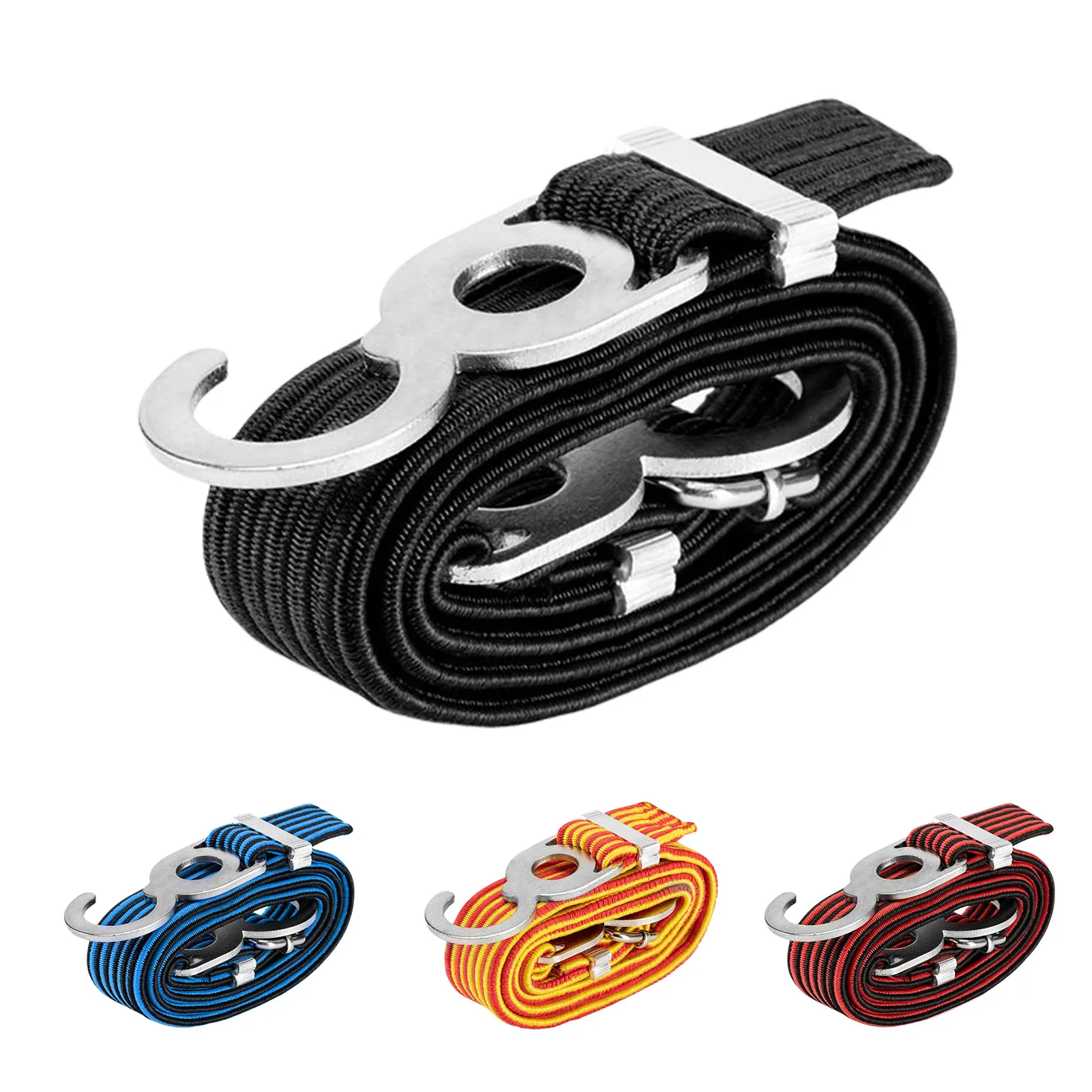 

1PCS Bike Elastic Rubber Rope Heavy-duty Adjustable Luggage Band With Stainless Steel Serrated Buckle For Strap Fixing Positive