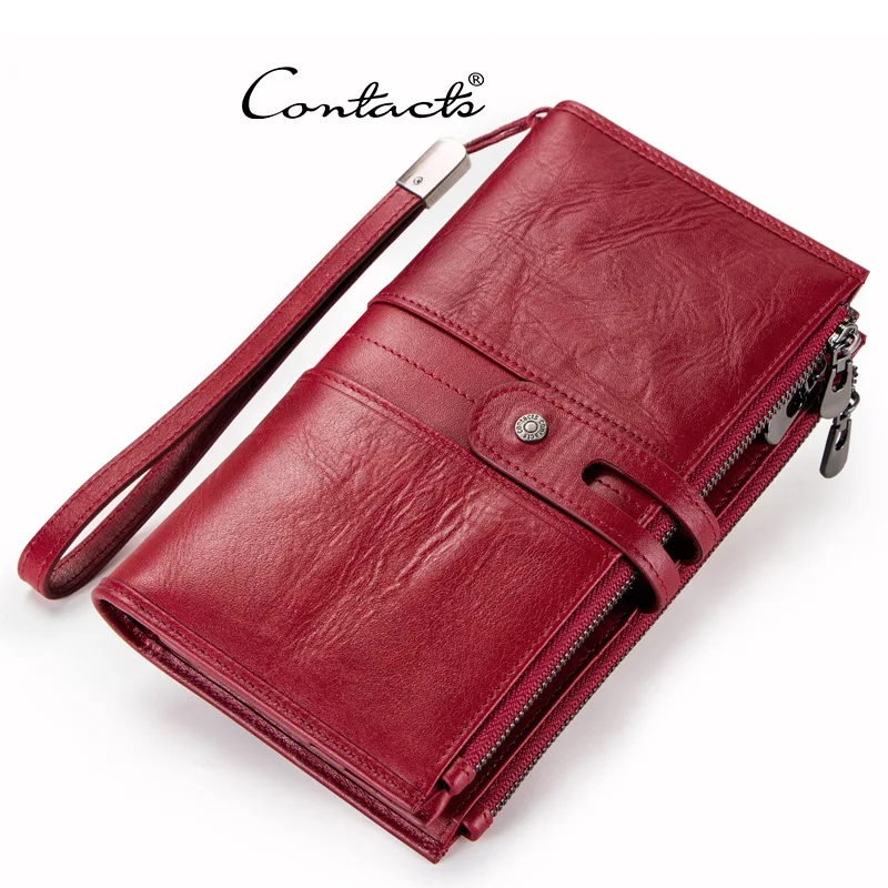 Genuine Leather Wallet Women's Hand Bag Head Layer Cowhide Handbags Multi-function Large Capacity Mobile Phone Bag