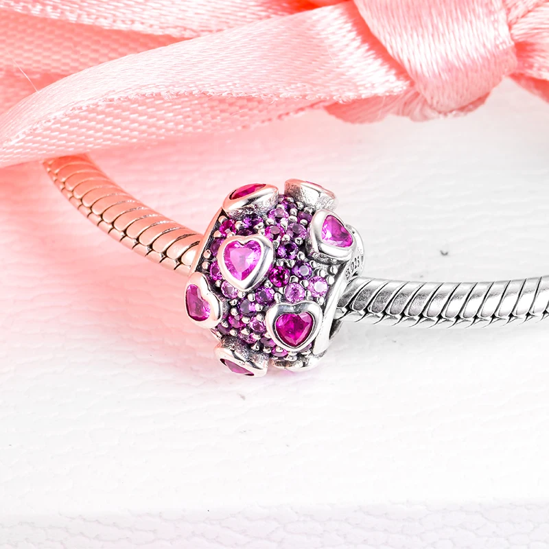 100% Стерлинговое Серебро 925 пробы взрыв Любви Шарм Бусины Подходит Pandora браслет