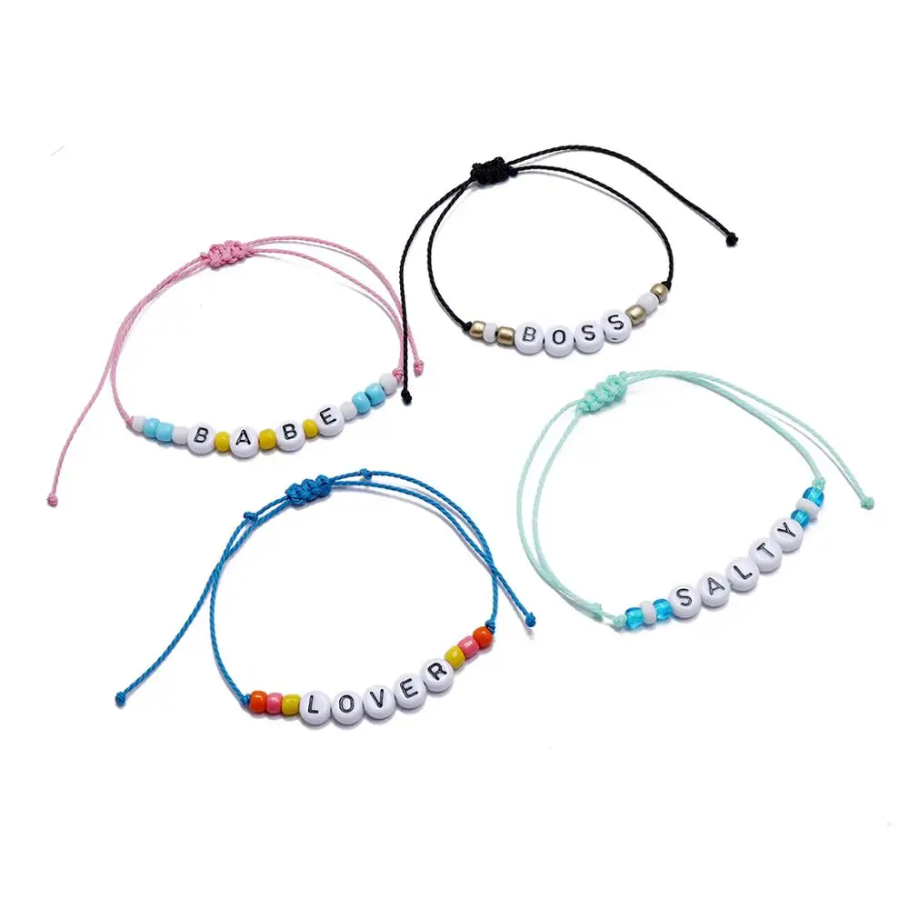 Sindlan 4 шт. Смешные красочные регулируемые браслеты для женщин милые веревочные