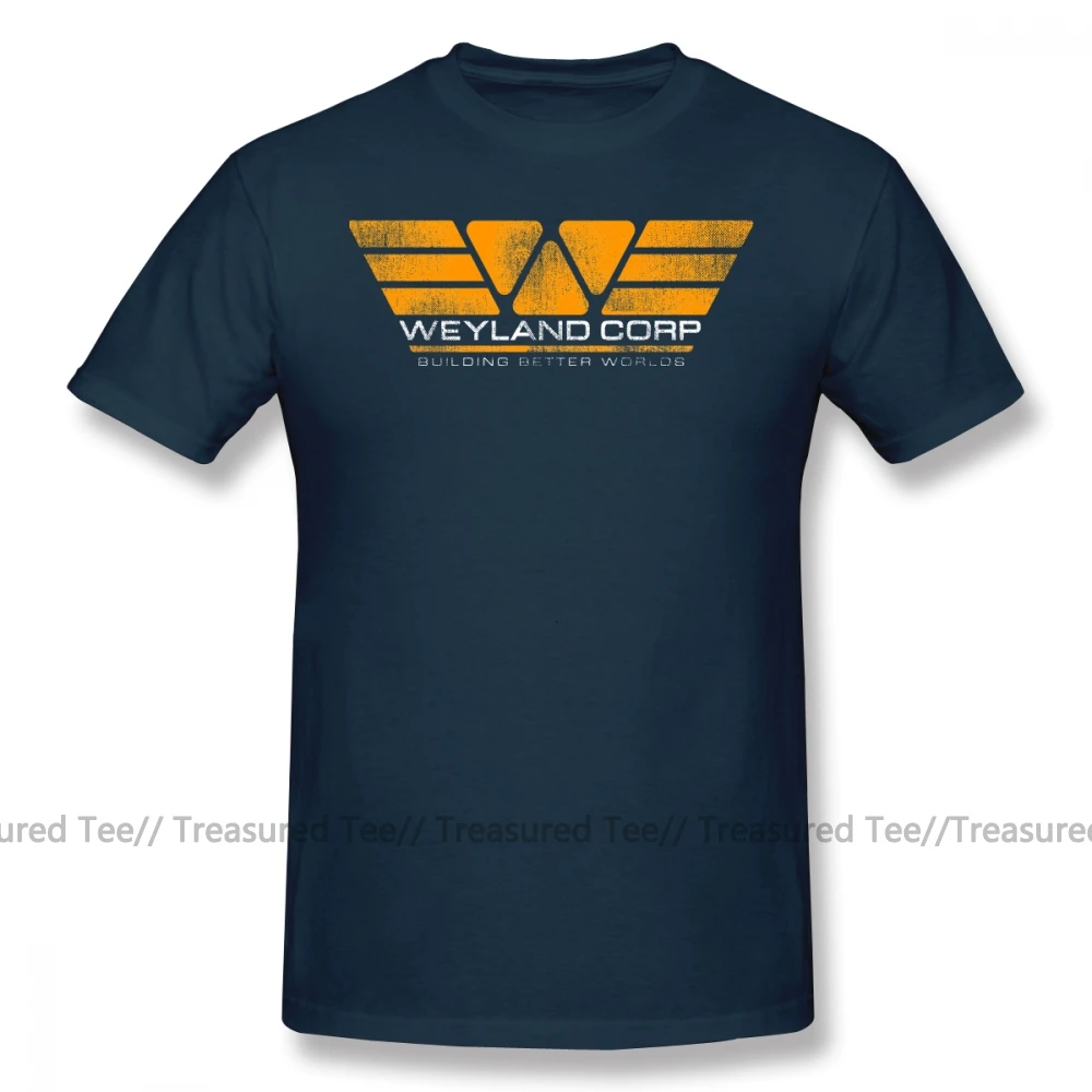 Футболка с инопланетянами, WEYLAND corp., Building Better myres, футболка, 4xl, Повседневная футболка, короткий рукав, рисунок, милая Мужская футболка - Цвет: Navy Blue