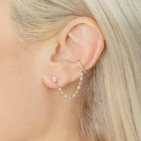 vg 6ym 2021 punk rock gold beaded circle small earrings for women fashion long chain statement hoop earrings huggies jewelry