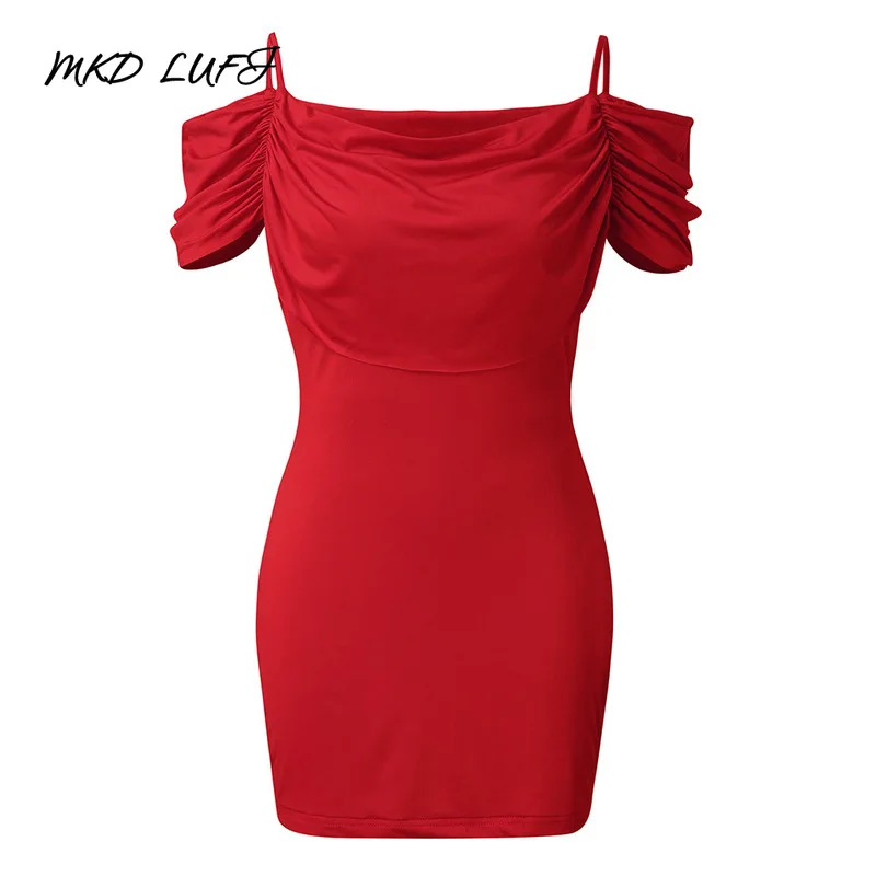 

Cold Shoulder Bodycon Mini Cami Dress Women Sexy Spaghetti Strap Short Party Club Dress