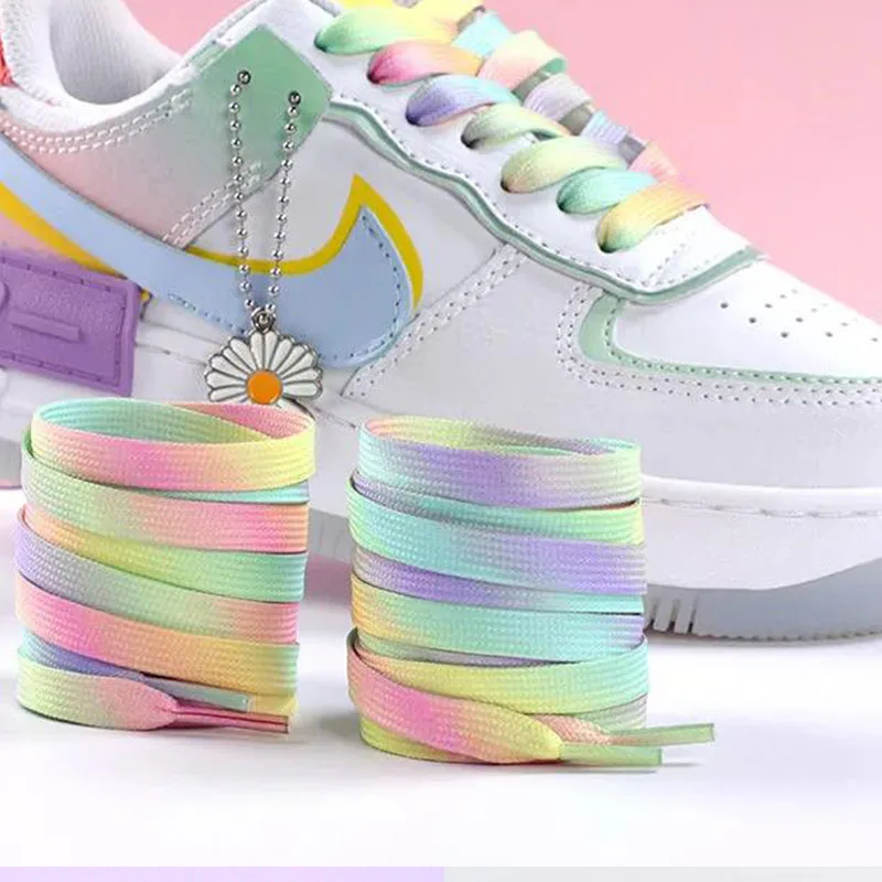 

hot sale gradient colorful shoelaces for sneakers pretty 100cm and 120cm force one shoelace multiple colour for choice